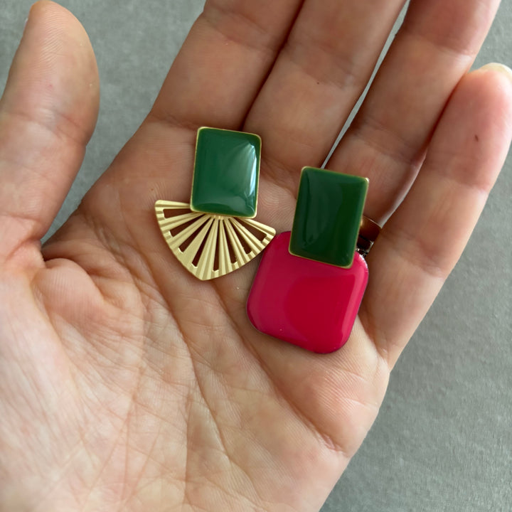 Orecchini Rosemary Verde e Magenta