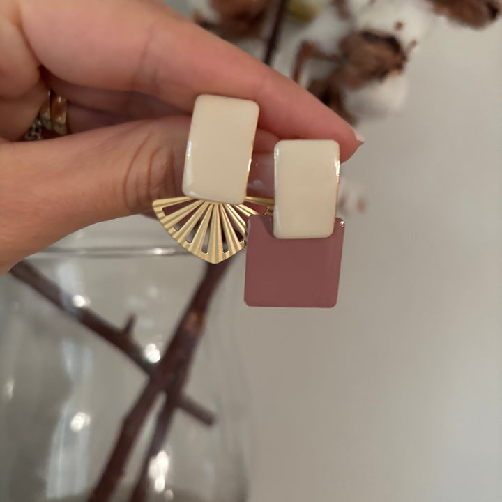 Antique Pink and White Rosemary Earrings