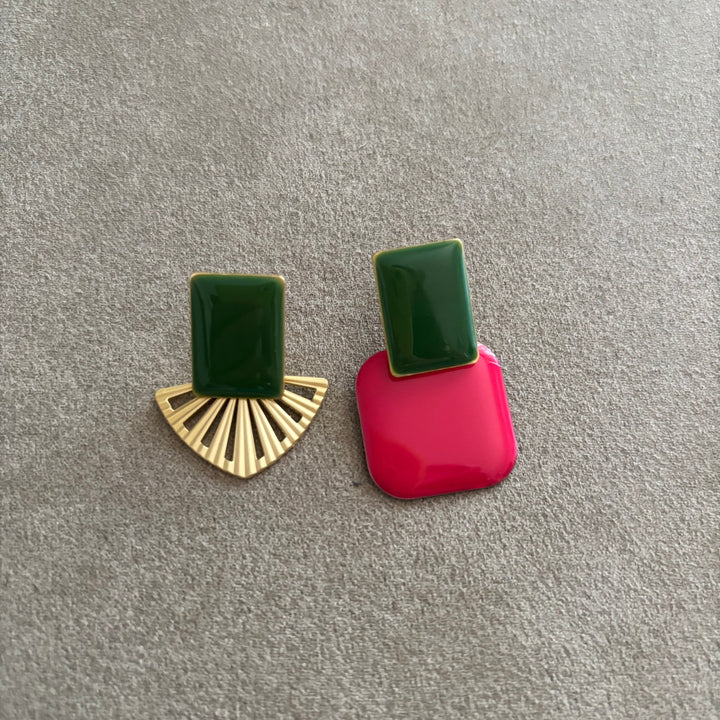 Orecchini Rosemary Verde e Magenta
