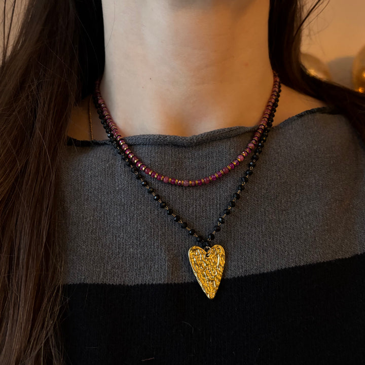 Collana Cuore/Fiocco e Cristalli
